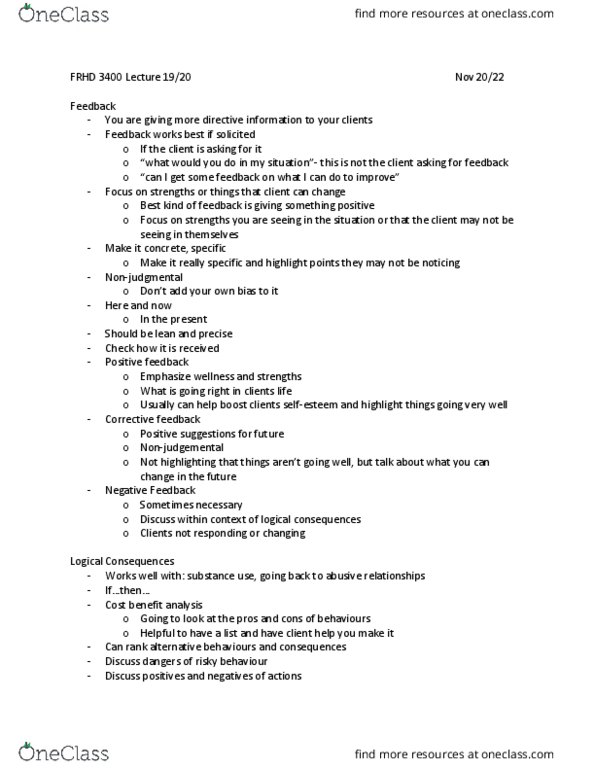 FRHD 3400 Lecture Notes - Lecture 19: Corrective Feedback, Genogram, Nociception thumbnail