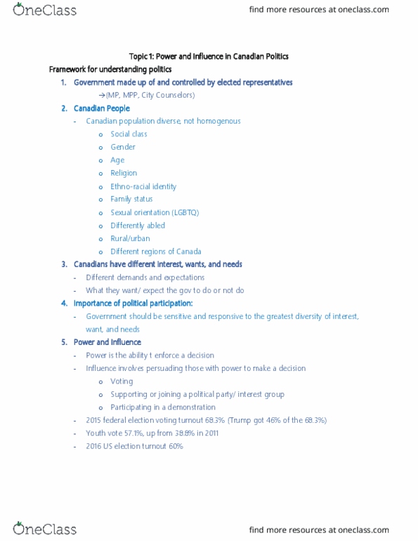 POL 101 Lecture Notes - Lecture 2: Rape Culture, House Rule, Canadian Human Rights Act thumbnail