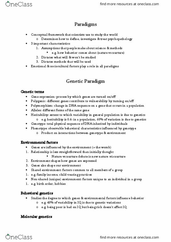 PSYC 300 Chapter Notes - Chapter 2: Single-Nucleotide Polymorphism, Brain Structure And Function, Autonomic Nervous System thumbnail