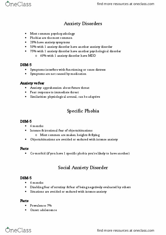 PSYC 300 Chapter Notes - Chapter 6: Panic Attack, Anxiety Disorder, Panic Disorder thumbnail
