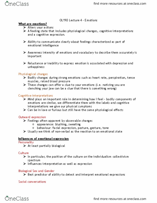 OL109 Lecture Notes - Lecture 4: Emotional Contagion, Neuroplasticity, Internal Monologue thumbnail