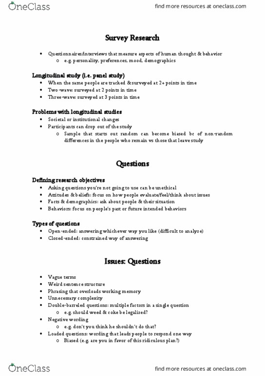 PSYC 217 Chapter Notes - Chapter 7: Longitudinal Study, Likert Scale, Response Bias thumbnail