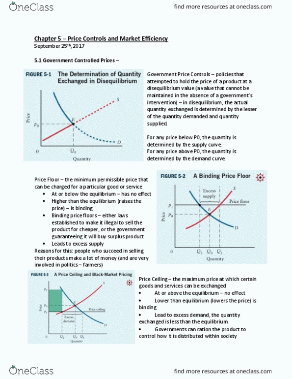 EC120 Lecture Notes - Lecture 5: Price Floor, Surplus Product, Demand Curve thumbnail