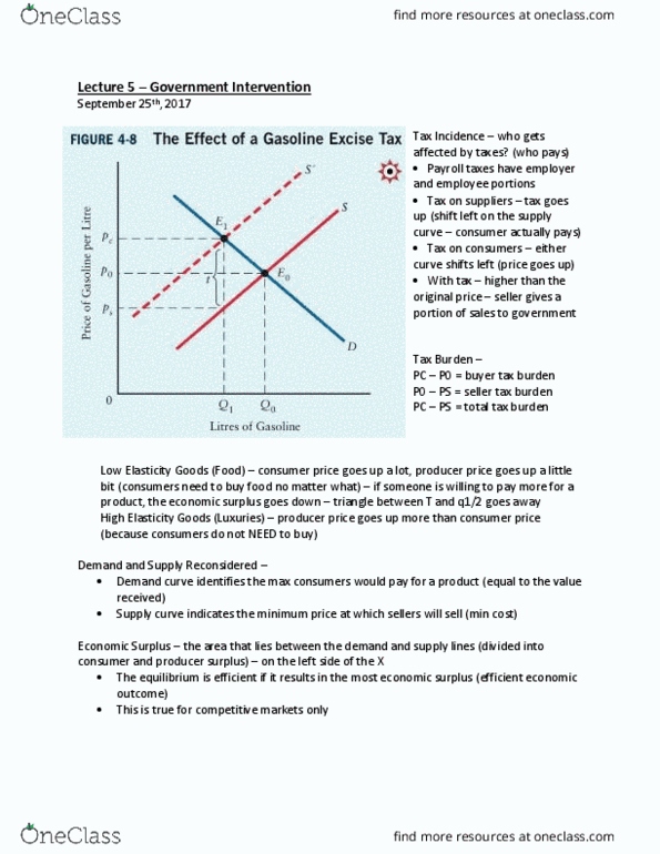 EC120 Chapter Notes - Chapter 5: Economic Surplus, Demand Curve, Economic Equilibrium thumbnail