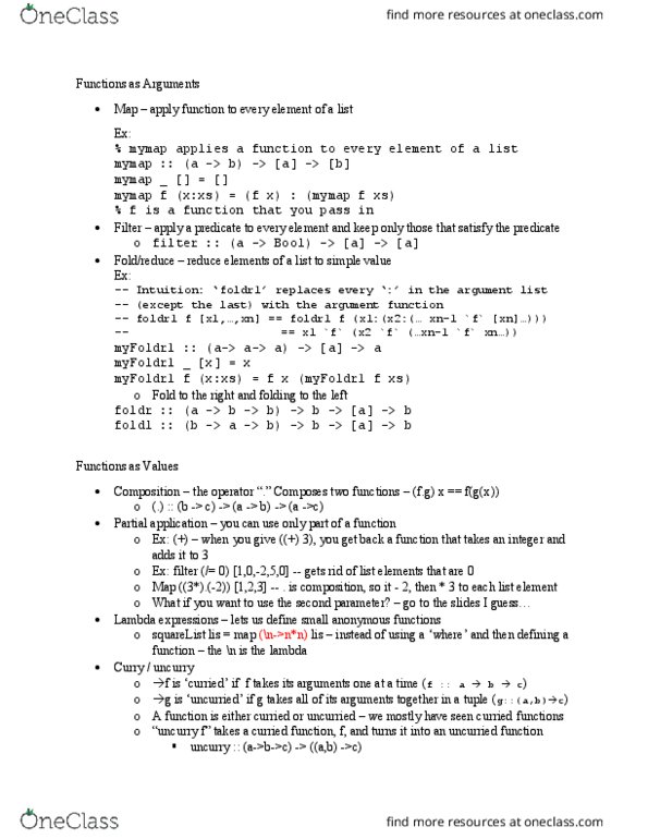 CISC 260 Lecture Notes - Lecture 6: Partial Application thumbnail