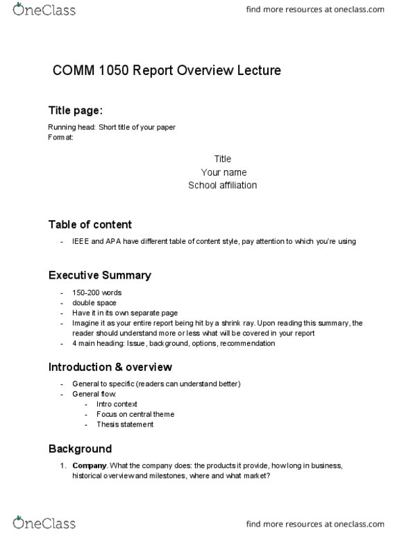 COMM 1050U Lecture Notes - Lecture 12: Thesis Statement, Roman Numerals thumbnail