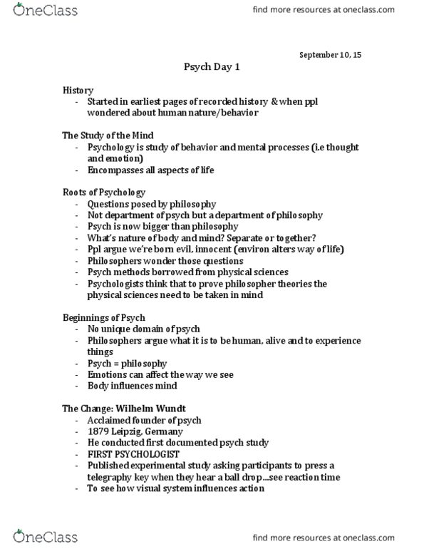 PS101 Lecture Notes - Lecture 1: Wilhelm Wundt, Times Square Ball, Attention Span thumbnail