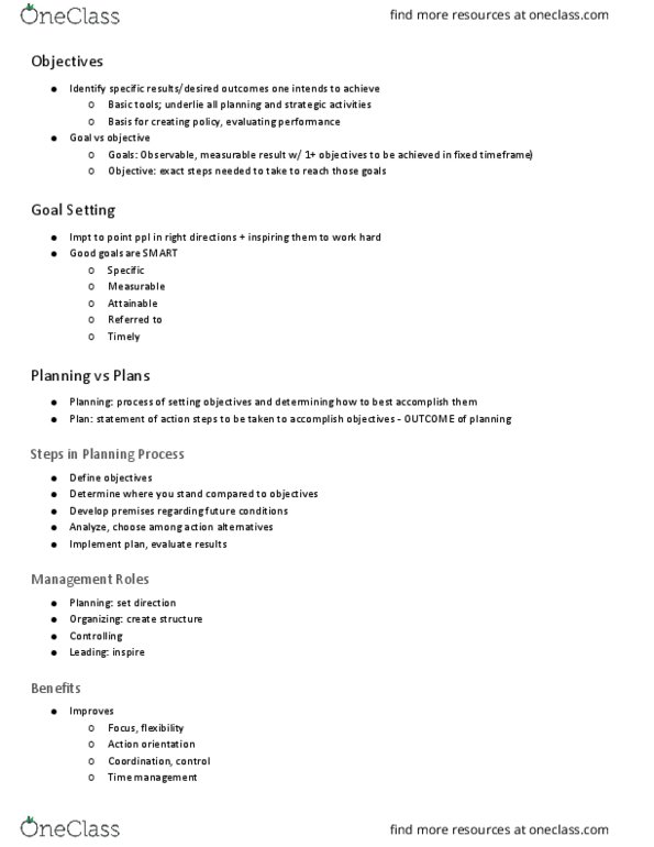 GMS 200 Chapter Notes - Chapter 6: Time Management, Scenario Planning thumbnail