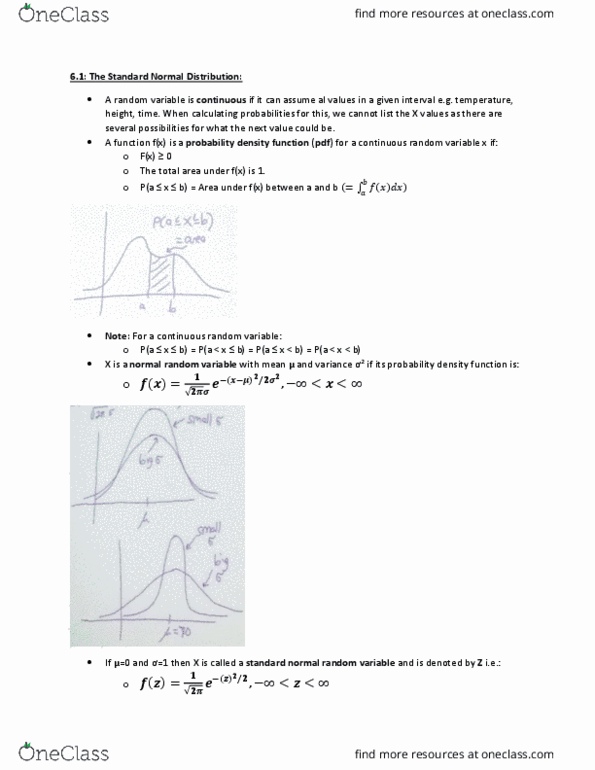 STATS 2B03 Lecture Notes - Lecture 6: Probability Density Function, Probability Distribution, Normal Distribution thumbnail