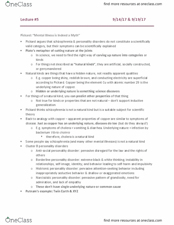 HPS 0612 Lecture Notes - Lecture 5: Cluster B Personality Disorders, Histrionic Personality Disorder, Narcissistic Personality Disorder thumbnail