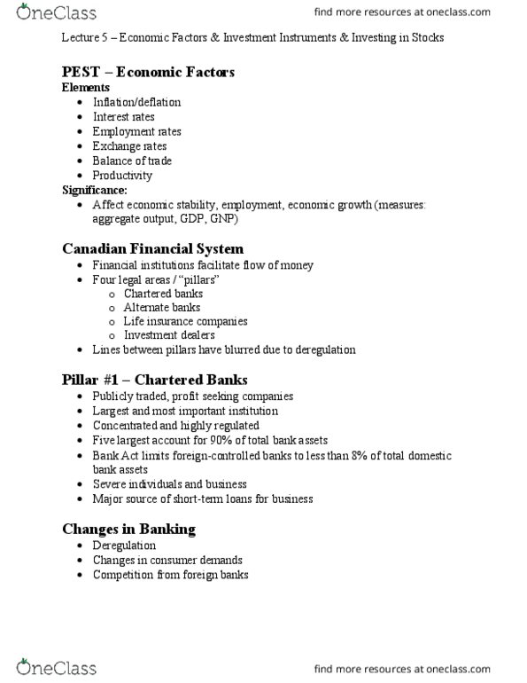 BU111 Lecture Notes - Lecture 5: Toronto Stock Exchange, Trust Company, Life Insurance thumbnail