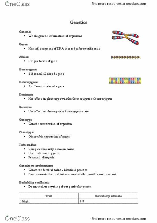 PSYC 101 Chapter Notes - Chapter 4: Twin Study, Zygosity, Twin thumbnail