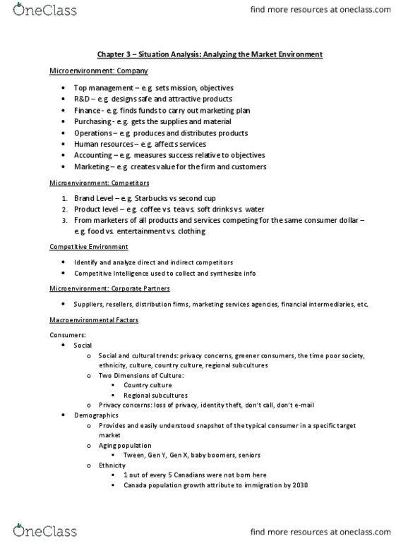 MKT 100 Lecture Notes - Lecture 3: Competitive Intelligence, Starbucks, Human Resources thumbnail