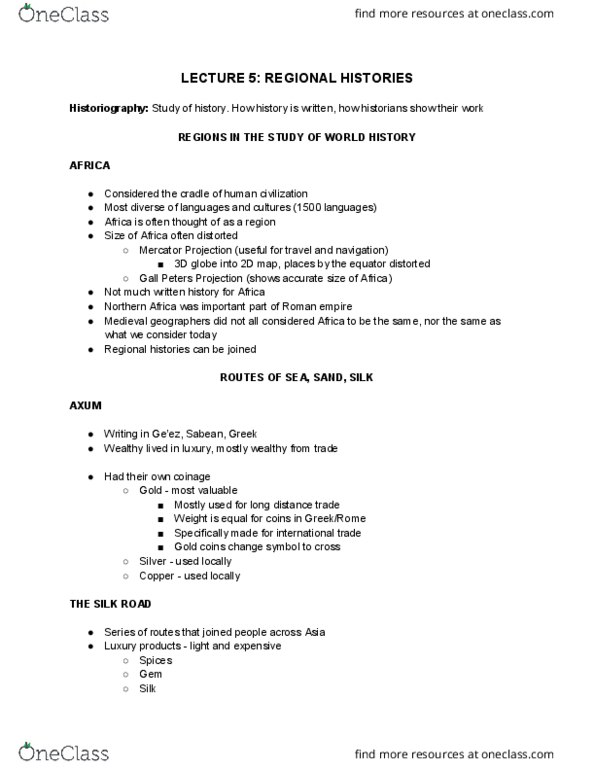 HIS101H5 Lecture Notes - Lecture 5: Silk Road, Mercator Projection, Sericulture thumbnail