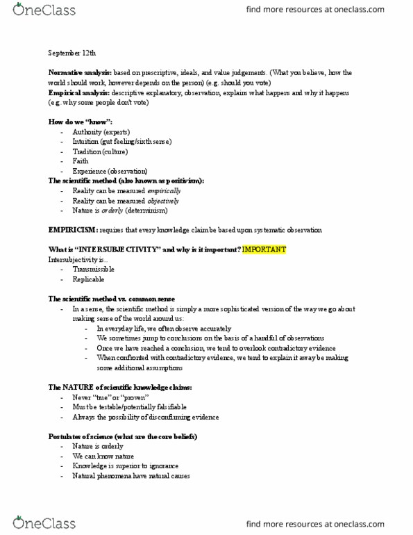 PO217 Lecture Notes - Lecture 1: Intersubjectivity, Scientific Method, Falsifiability thumbnail