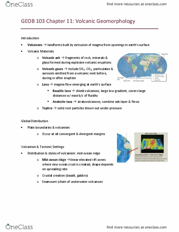 GEOB 103 Lecture Notes - Lecture 11: Volcanic Plateau, Shield Volcano, Volcanic Ash thumbnail