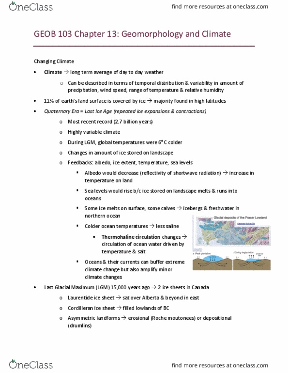 GEOB 103 Lecture Notes - Lecture 13: Cordilleran Ice Sheet, Laurentide Ice Sheet, Last Glacial Maximum thumbnail