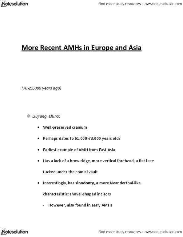 ANTH 1131 Lecture Notes - Mastoid Part Of The Temporal Bone, Cro-Magnon, Peștera Cu Oase thumbnail