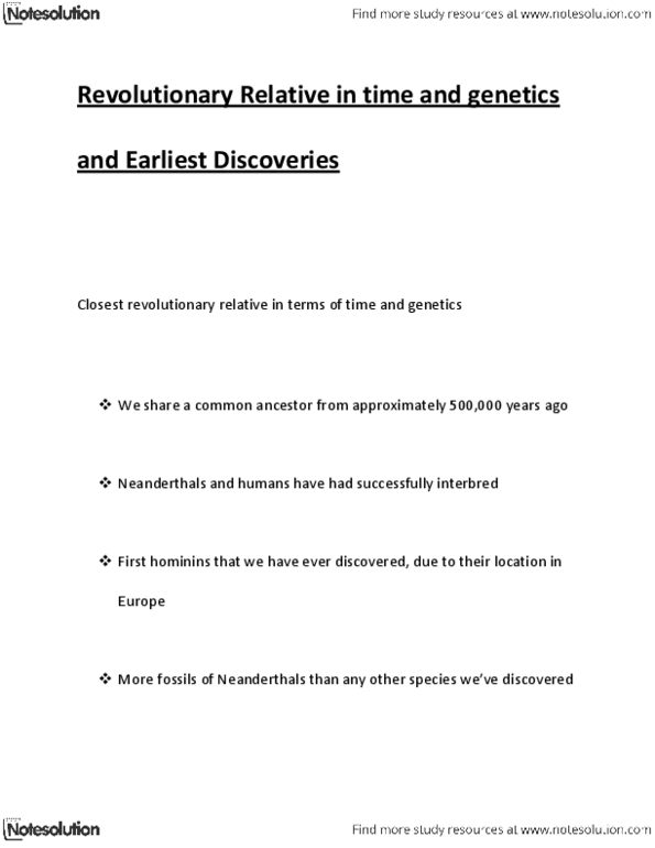 ANTH 1131 Lecture Notes - Krapina, Neanderthal 1, Engis thumbnail