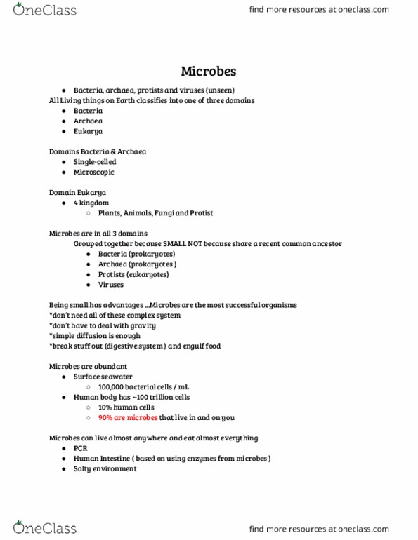 BIOL 101 Lecture Notes - Lecture 13: Pathogenic Bacteria, Rna Virus, Deinococcus thumbnail