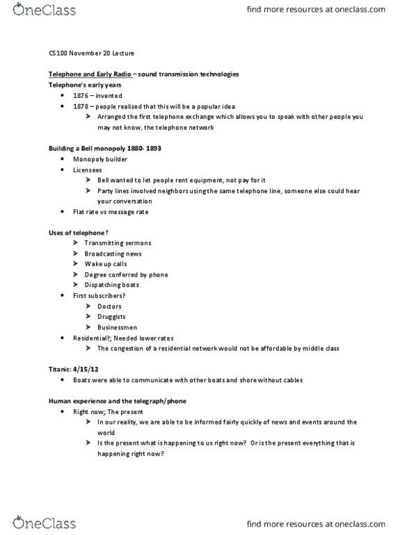 CS100 Lecture Notes - Lecture 9: Flat Rate, Media Ethics, Wavelength thumbnail