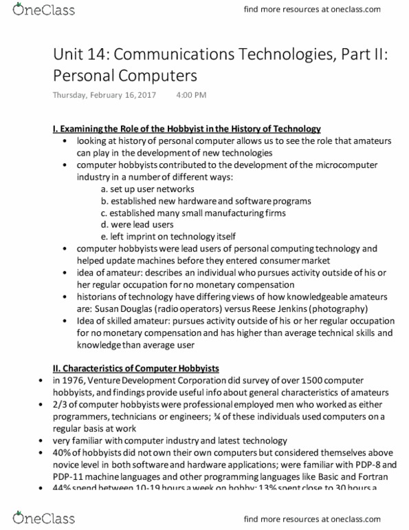 NATS 1775 Lecture 14: Unit 14 Communications Technologies, Part II Personal Computers thumbnail