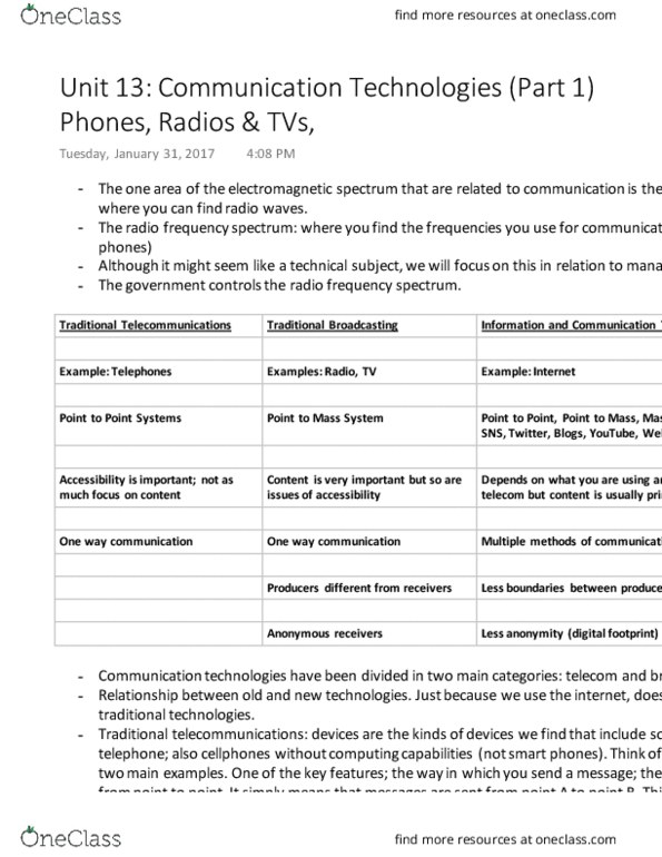 NATS 1775 Lecture Notes - Lecture 13: Federal Radio Commission, Radio Frequency, Electromagnetic Spectrum thumbnail
