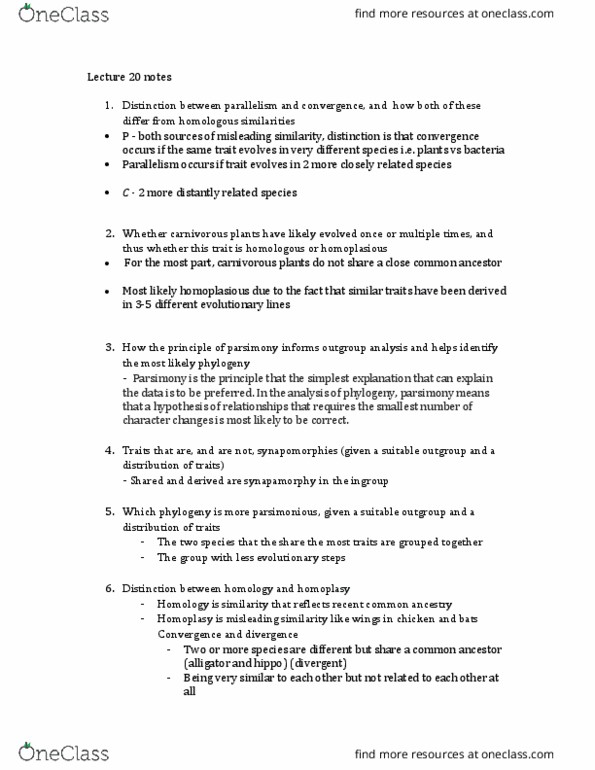 Biology 1001A Lecture Notes - Lecture 20: Synapomorphy, Ingroups And Outgroups, Phylogenetic Tree thumbnail