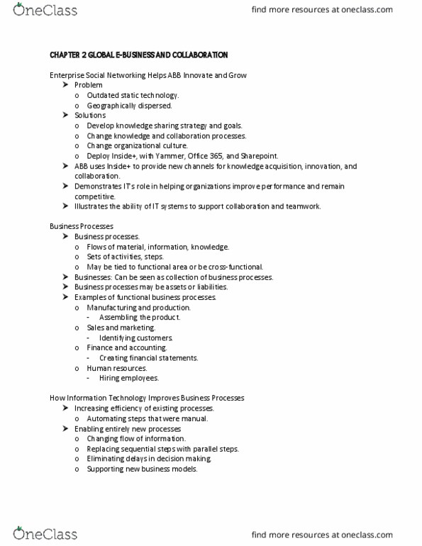 ITM 102 Lecture Notes - Lecture 2: Enterprise Social Networking, Yammer, Office 365 thumbnail