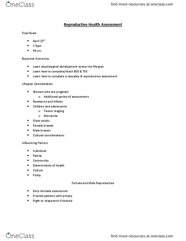 Nursing 1180A/B Lecture Notes - Lecture 7: Breast Lump, Nipple Discharge, Testicular Pain thumbnail