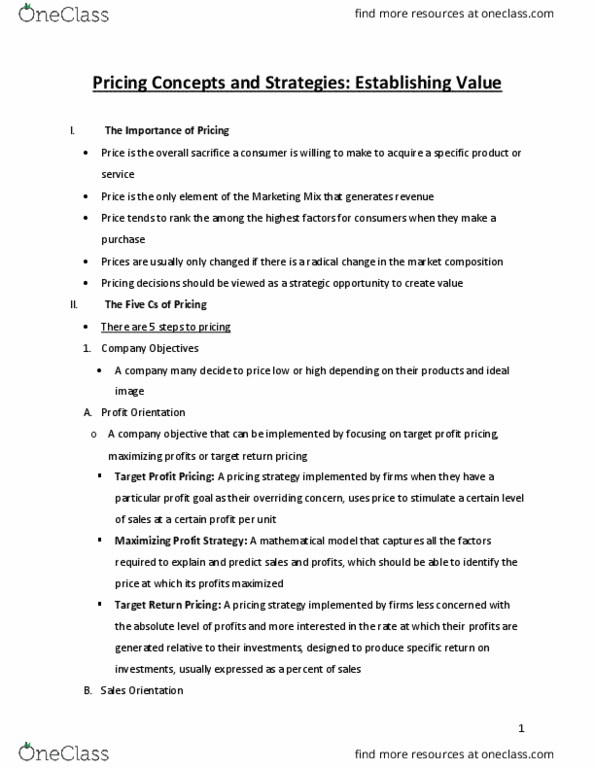 Management and Organizational Studies 2320A/B Chapter Notes - Chapter 11: Marketing, Demand Curve, Marketing Mix thumbnail