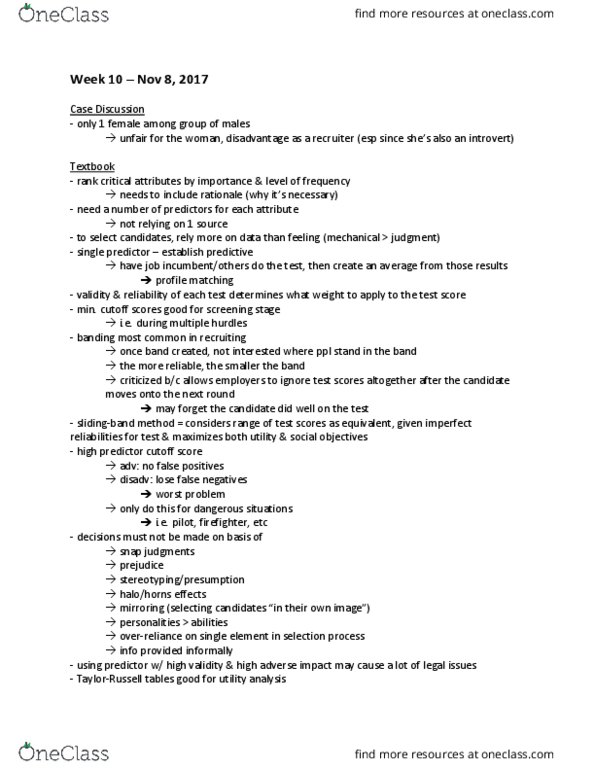 BUS 481 Lecture Notes - Lecture 10: Face Validity thumbnail