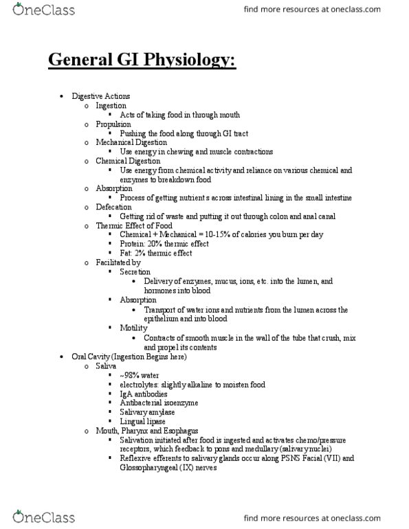 KIN 232 Lecture Notes - Lecture 1: Lingual Lipase, Salivary Gland, Intestinal Epithelium thumbnail