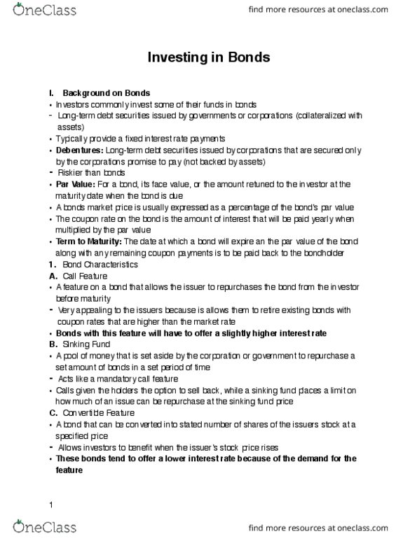 Management and Organizational Studies 2277A/B Chapter Notes - Chapter 12: Sinking Fund, Money Market Fund, Interest Rate thumbnail