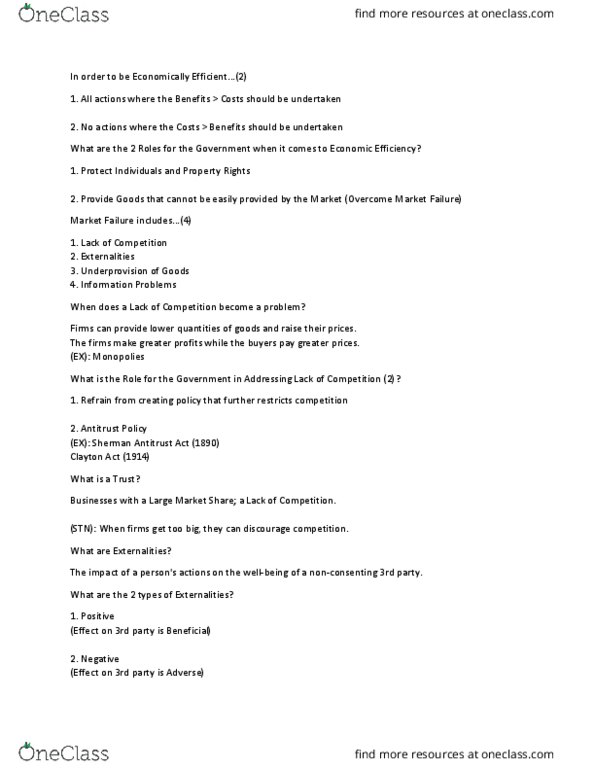 ECO 2023 Lecture Notes - Lecture 28: Sherman Antitrust Act, Clayton Antitrust Act, Externality thumbnail