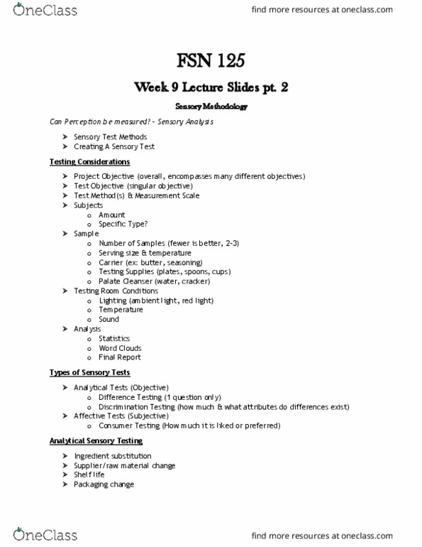 FSN 125 Lecture Notes - Lecture 16: Shelf Life, Serving Size, Quality Control thumbnail