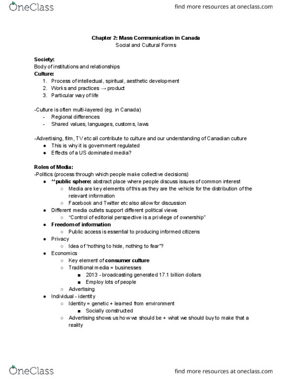 CMST 1A03 Chapter Notes - Chapter 2: Wage Labour, Marshall Mcluhan thumbnail