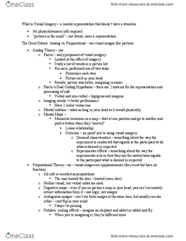 PSYC 221 Lecture Notes - Lecture 15: Mental Rotation, Demand Characteristics, Neuroimaging thumbnail