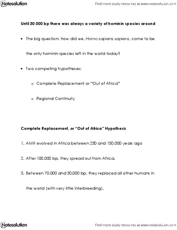 ANTH 2231 Lecture Notes - Australopithecus, Homo Ergaster, Parallel Evolution thumbnail