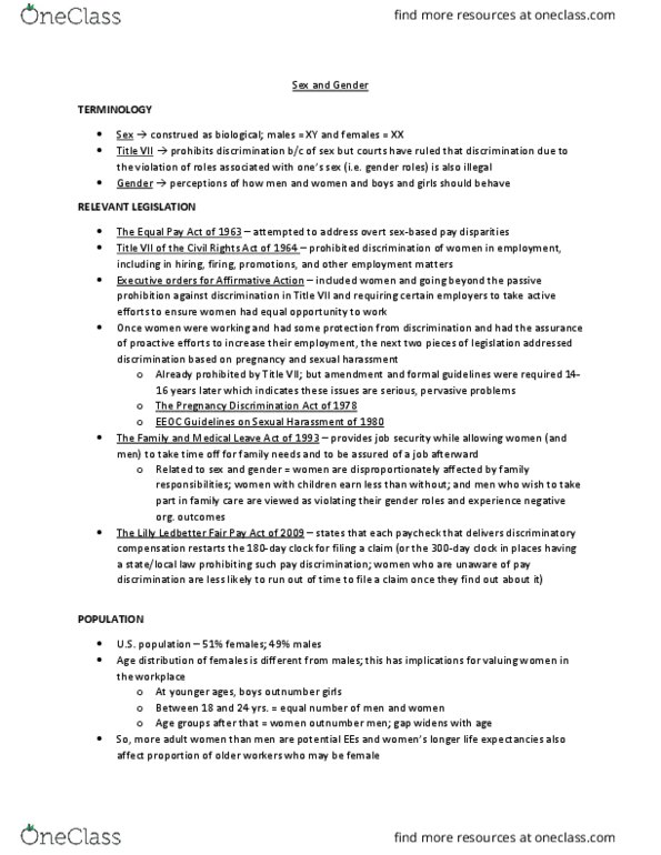 HRM 3450 Chapter Notes - Chapter 3: Lilly Ledbetter Fair Pay Act Of 2009, Pregnancy Discrimination Act, Civil Rights Act Of 1964 thumbnail