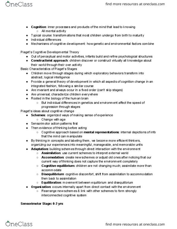 PSYCH 130 Chapter Notes - Chapter 6.1: Mental Representation, Puzzle Video Game, Object Permanence thumbnail