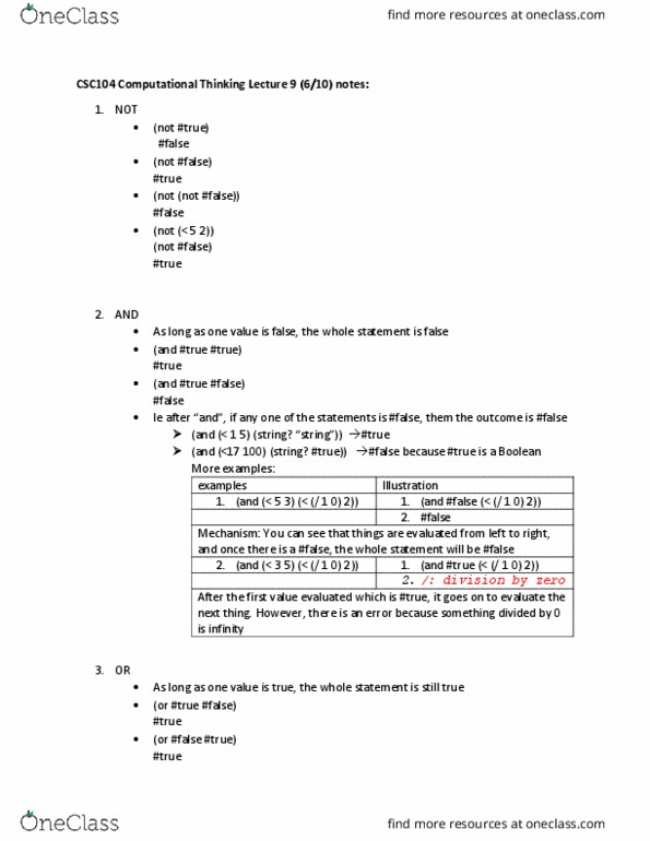 CSC104H1 Lecture Notes - Lecture 9: Dont thumbnail