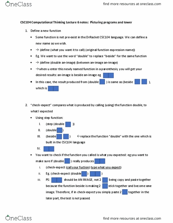 CSC104H1 Lecture Notes - Lecture 6: Step Function, Animage, Arithmetic Progression thumbnail