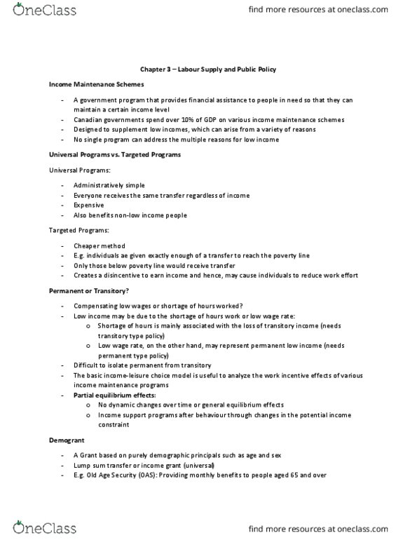 EC306 Lecture Notes - Lecture 4: Old Age Security, Lump Sum, Child Tax Credit thumbnail