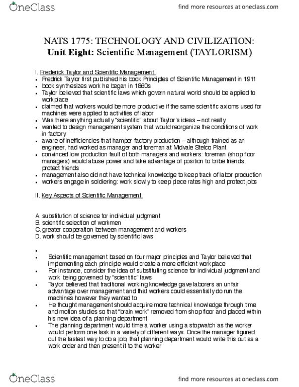 NATS 1775 Lecture Notes - Lecture 8: Stelco, Scientific Management, Stopwatch thumbnail