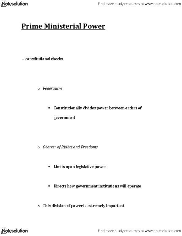 POLI 1119 Lecture : Prime Ministerial Power.docx thumbnail