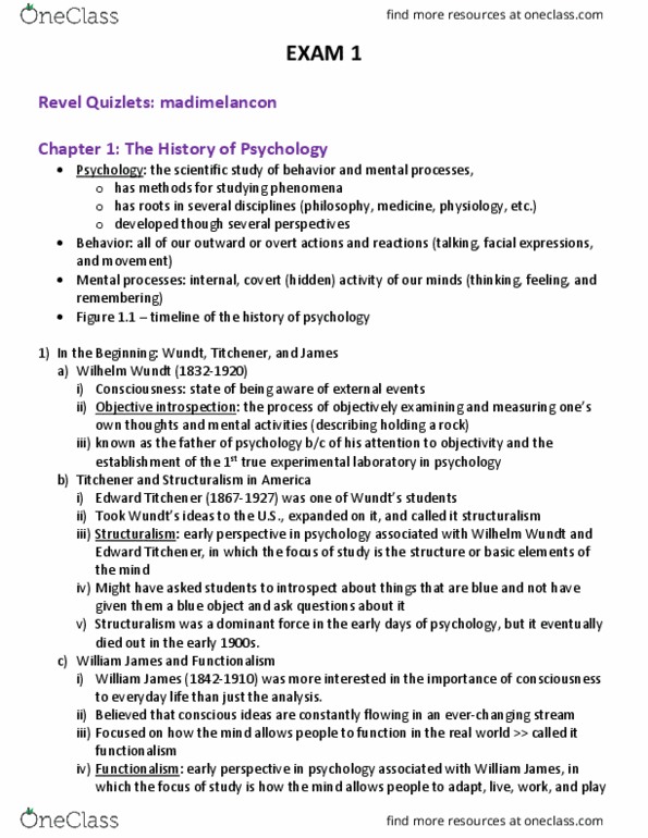 PSYC 2000 Lecture Notes - Lecture 1: Edward B. Titchener, Wilhelm Wundt, Behaviorism thumbnail