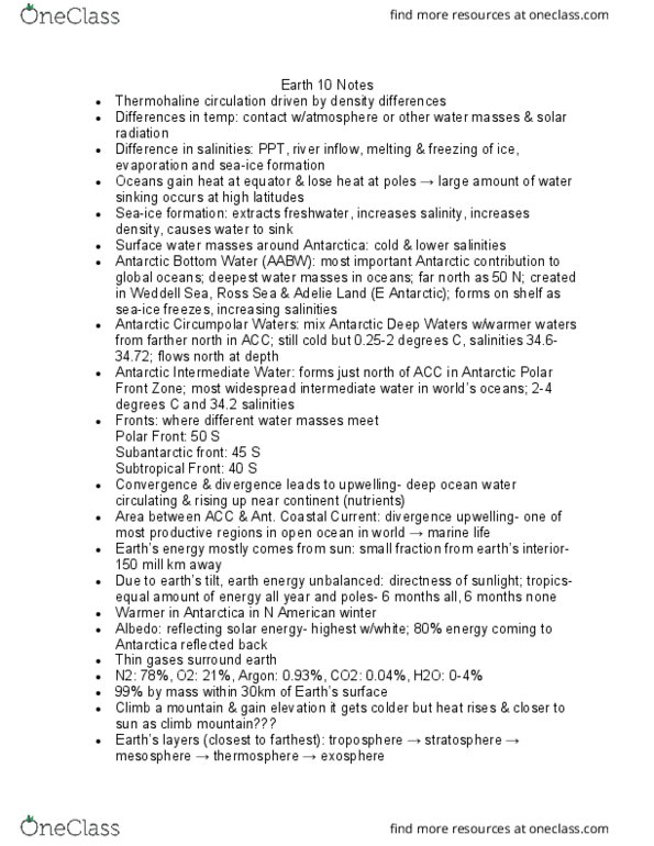 EARTH 10 Lecture Notes - Lecture 3: Antarctic Intermediate Water, Antarctic Bottom Water, Weddell Sea thumbnail