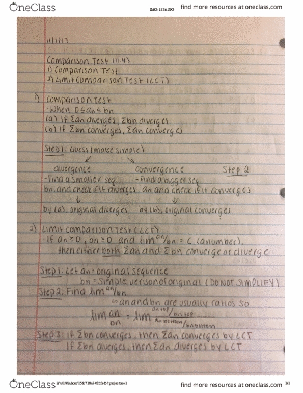 MATH 227 Lecture 6: Series - The Comparison Test thumbnail