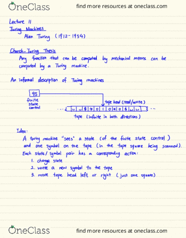 CS360 Lecture Notes - Lecture 11: Turing Machine, Tape Head, Equatorial Guinea thumbnail